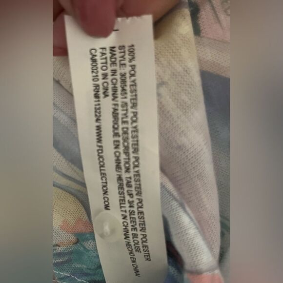 FDJ French Dressing Jeans Brazil Around the World 3/4 Sleeve Top SZ Med NWT - Picture 7 of 9